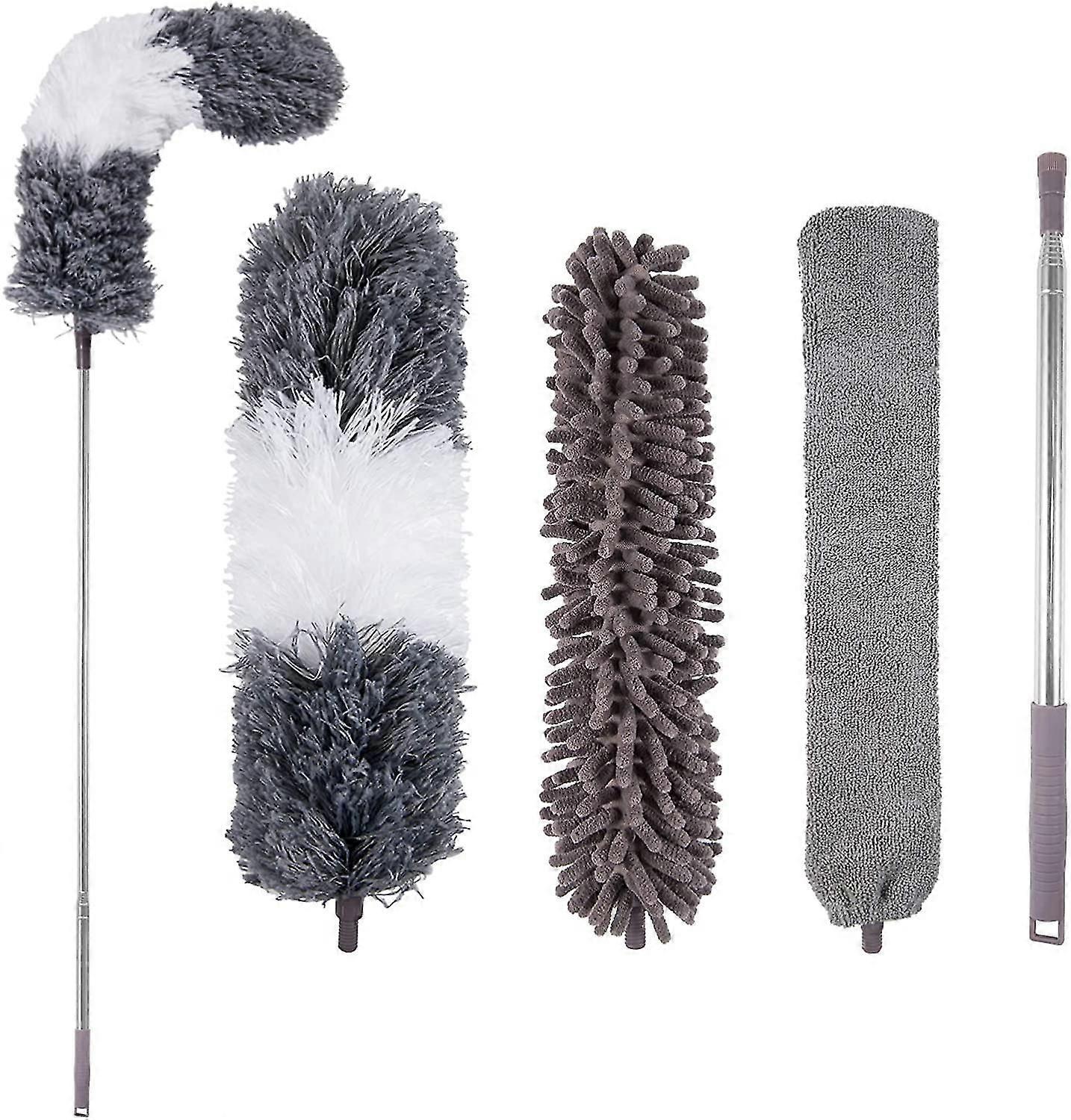 Microfiber Duster, With Extension Pole(stainless Steel), Reusable Bend