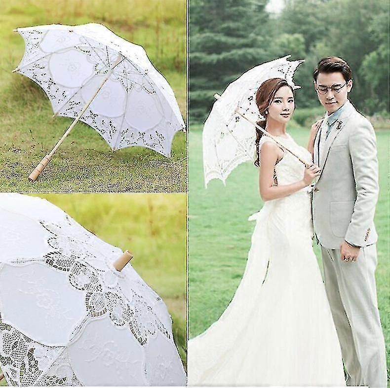 Dww-bröllopsparaply, Mini Spetsparaply Bröllopsbrudparasollparaply