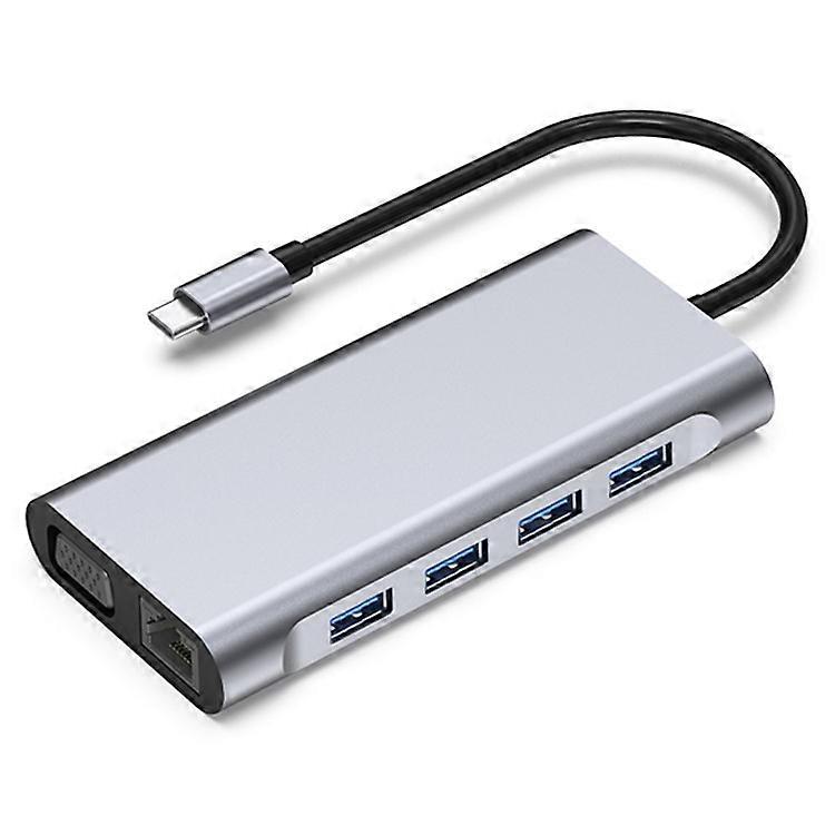 2110 11-in-1 Type-C Docking Station 4K*2K@30Hz Multi-Port Hub USB Data Reading Card Slots Adapter