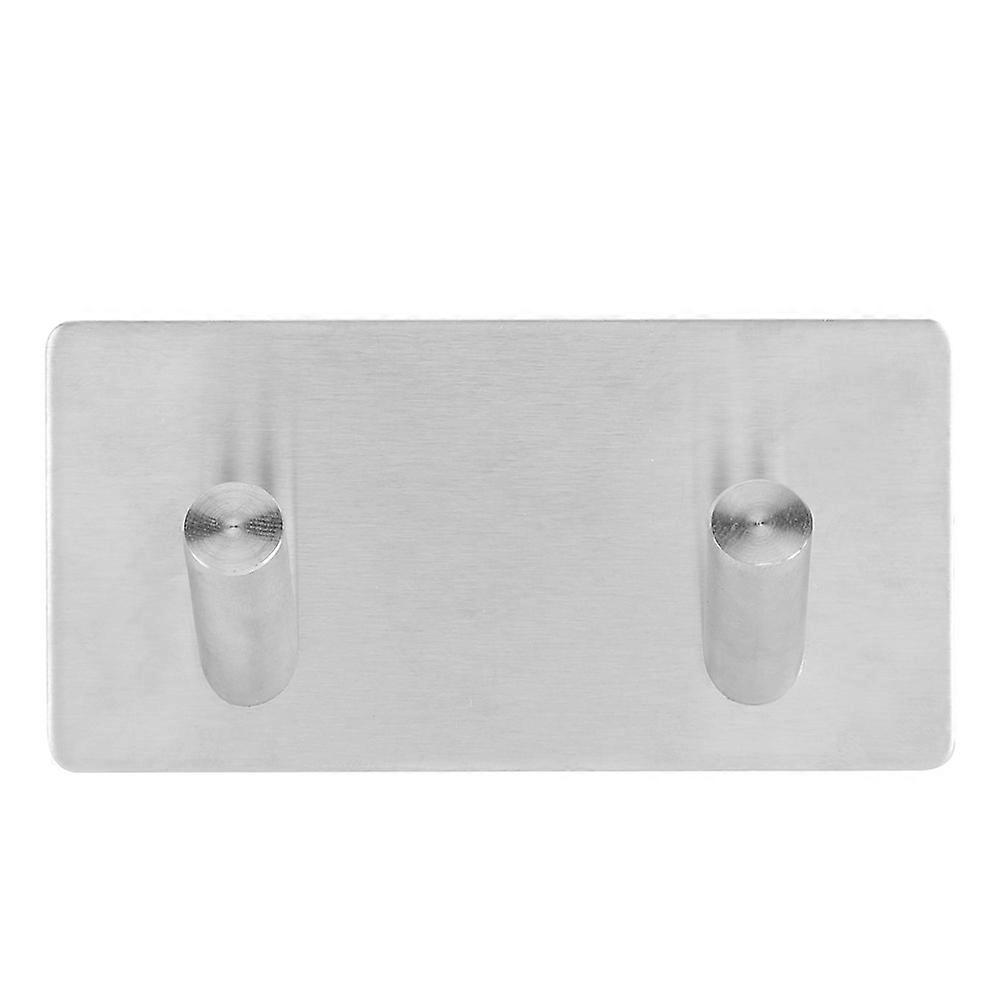 Stainless Steel Adhesive Hook Strong Tilted Double Hooks For Wall Hanging Towel Clothes And Hat Storage