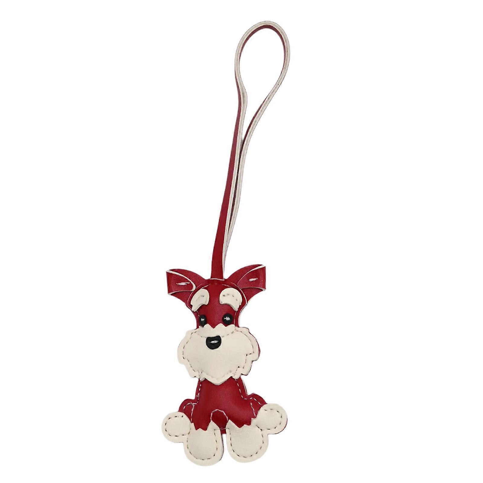 Practical Sturdy Schnauzer Dog Keychain Charm Pendant Suitable Accessory for Dog Owners and Trendy Trendsetters Red