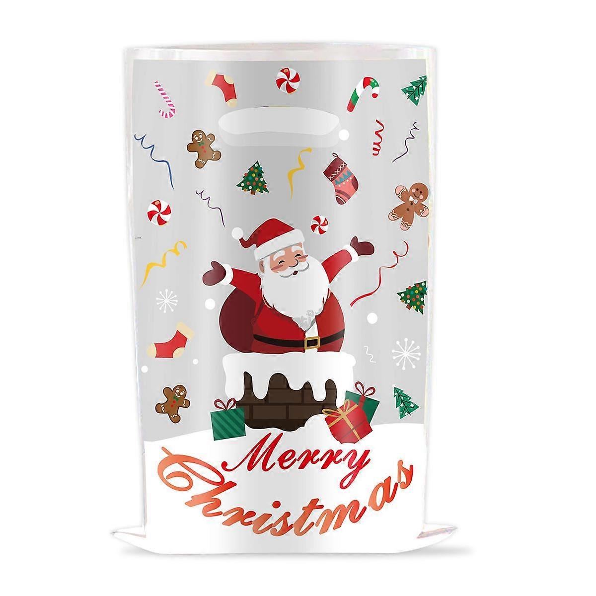 10 / 30db karácsonyi ajándék táskák rajzfilm műanyag cukorka süti csomagoló táska Navidad dekoráció otthoni gyerekeknek újévi ajándék