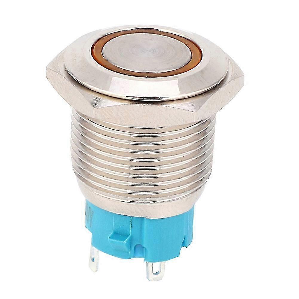 2pcs 12~24VDC Push Button Switch 16mm Self Locking Metal Button Switch with Light(Yellow )