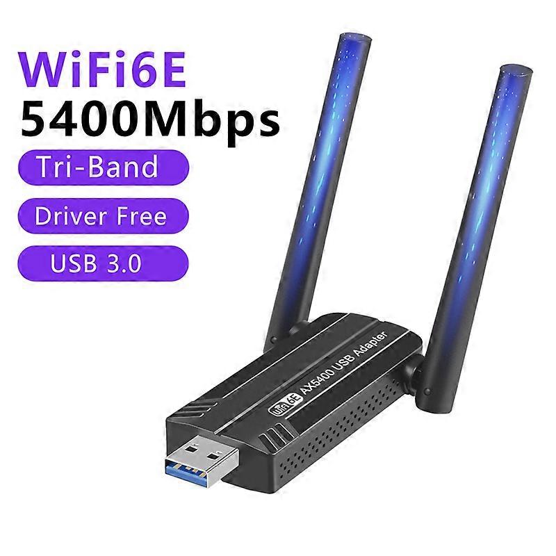 5400Mbps WiFi 6E Network Card USB 3.0 WiFi Adapter Tri-Band 2.4G 5G 6G Wifi Receiver Dongle for 10 1