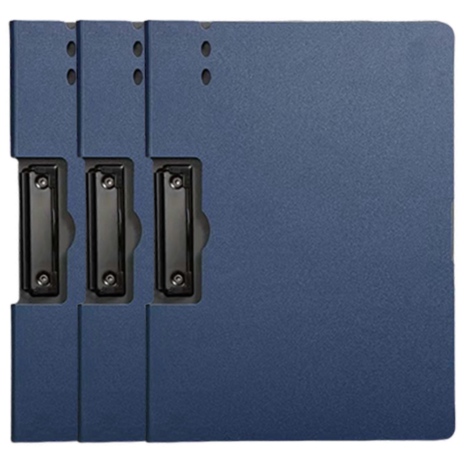 Letter Size Clipboard Folder with Double Clips Office File Organiser Binder Punchless with Spring Action Clamp  Navy Blue
