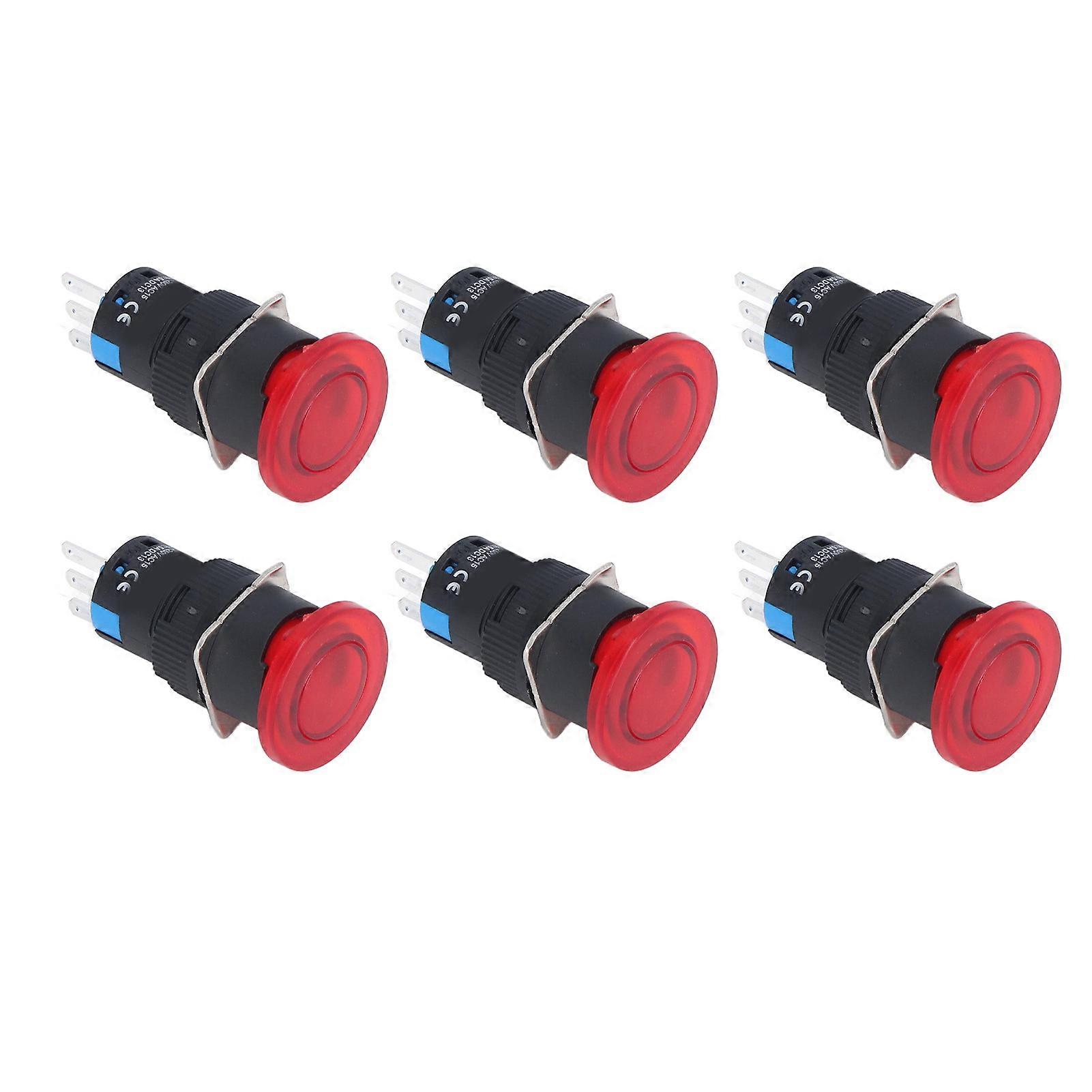 BERM 25PCS Red Mushroom Head Self Locking Push Switch 16mm