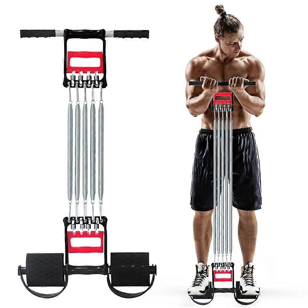 Spring Chest Expander, Tummy Trimmer Hand Gripper 3 in 1 Pull-up Bars Exerciser With 5 Metal Springs, Arm Strength Trainer