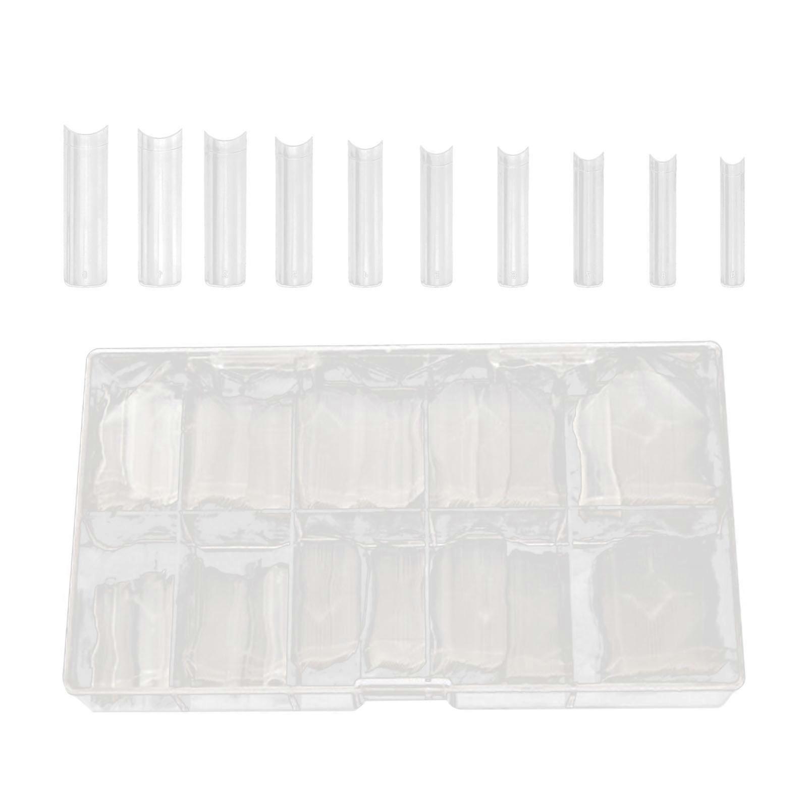 Nail Forms Accessory Kit, Full Coverage Nails Acrylic Nail Tips for Professional And Beginner, Transparent Material False Nail Tips in 10 Different
