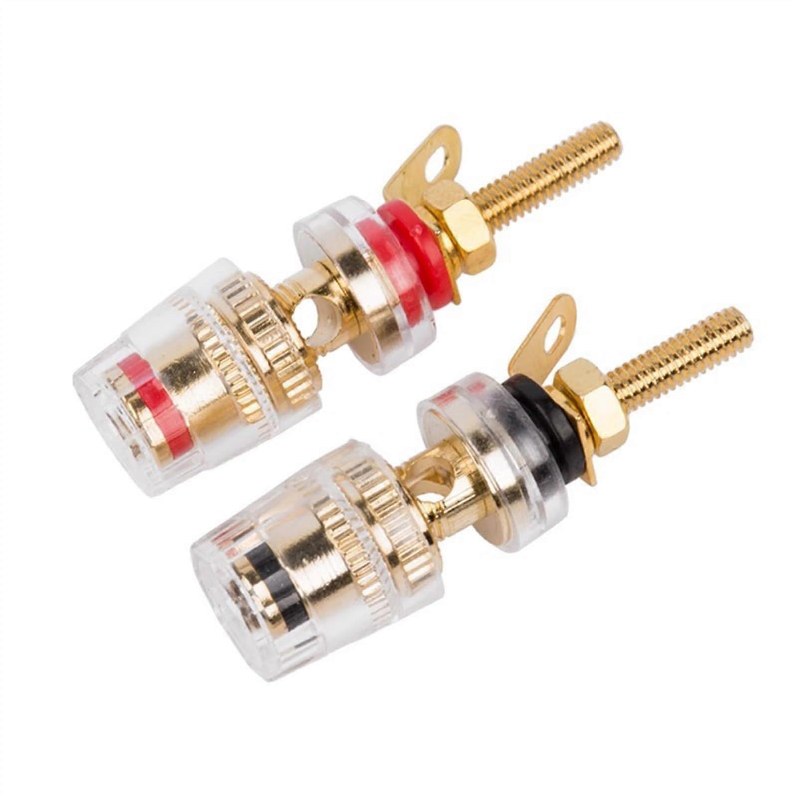 10Pcs/Set Speaker Gold Plated Terminal Binding Post 4mm Banana Low Socket Frequency Amplifier Connector for Loudspeakers(Black Long 10PCS)