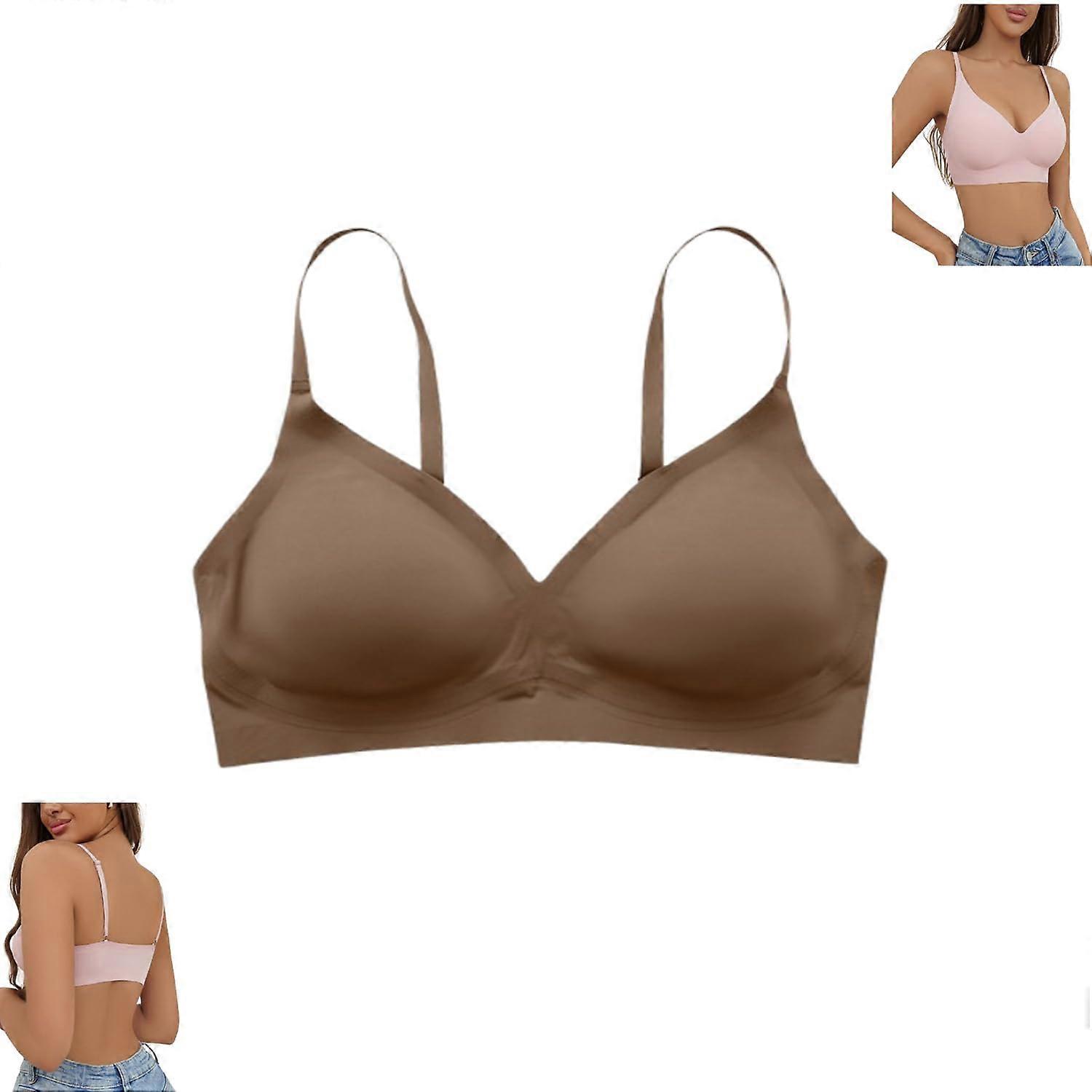 Womens Seamless Wireless Push Up Bra Full Coverage in Milk Coffee, Size Small, Comfortable Everyday Lingerie