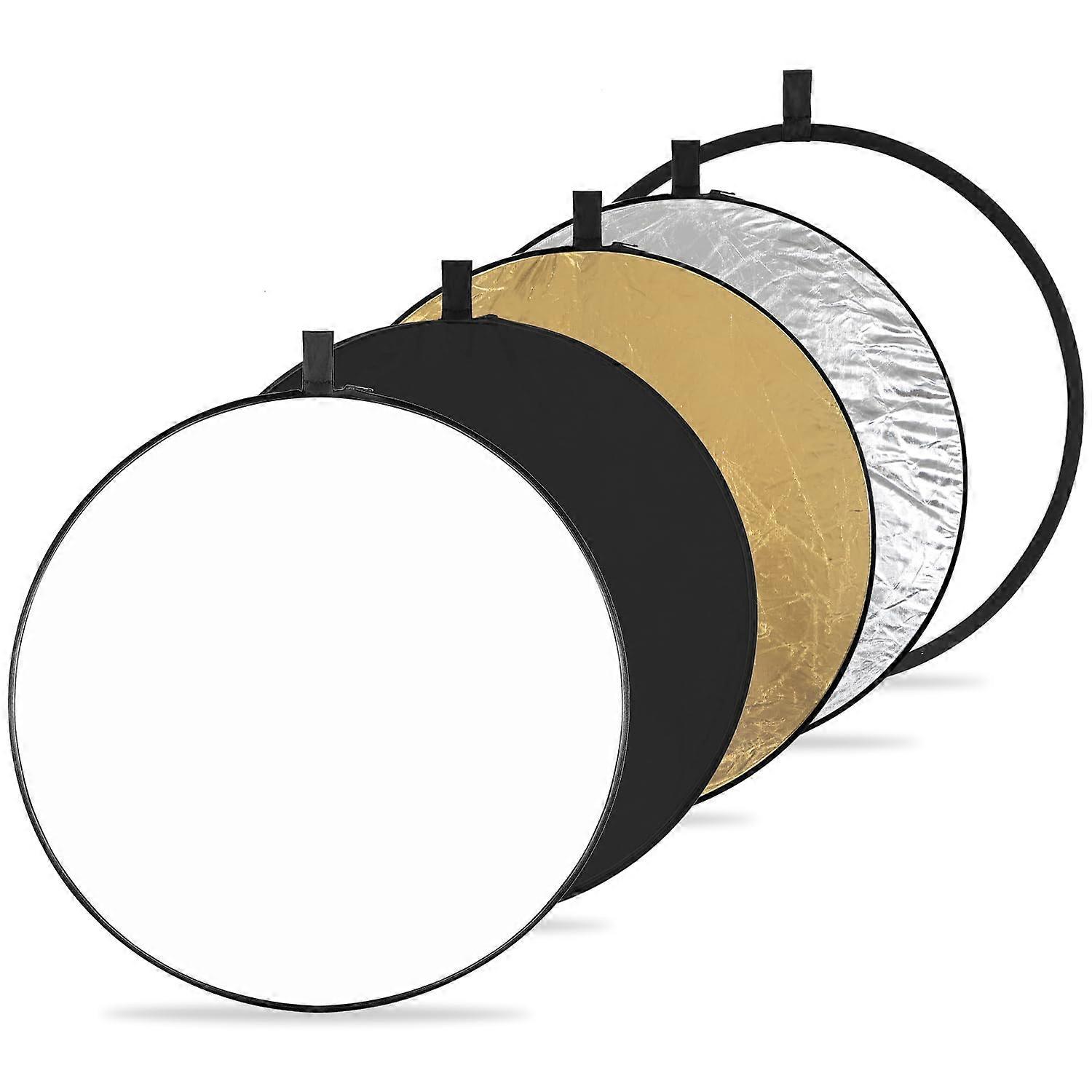 5-in-1 Light Reflector 22-Inch Collapsible Diffuser For Studio And Outdoor Lighting Gold Silver White Black Translucent