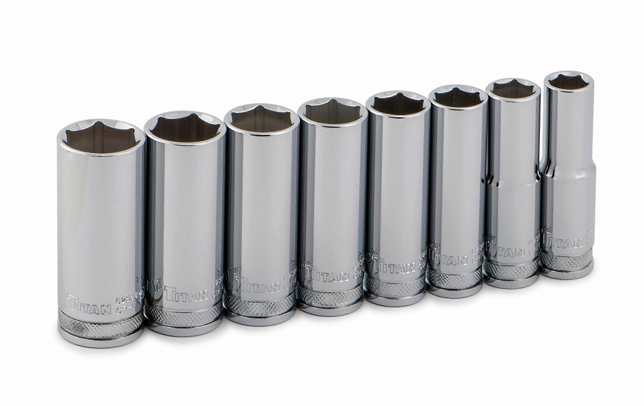 62300 1/2' Drive SAE 6-Point Deep Socket Set, 8-Piece (1/2' - 15/16')