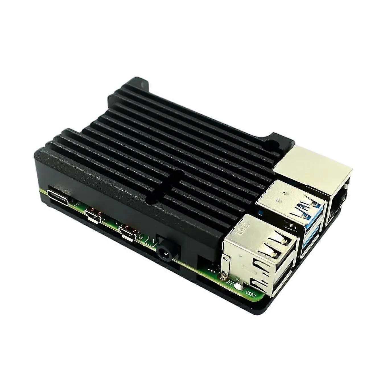 4/3 علبة من الألومنيوم مع مروحة تبريد مزدوجة حاوية معدنية بغلاف أسود ل RPI 4B / 3B / 3B +