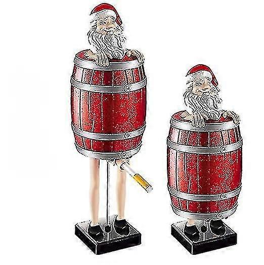 حامل سجائر مضحك ، صندوق محاكاة ساخرة إبداعي ، سانتا كلوز في تمثال تمثال صندوق برميل خشبي