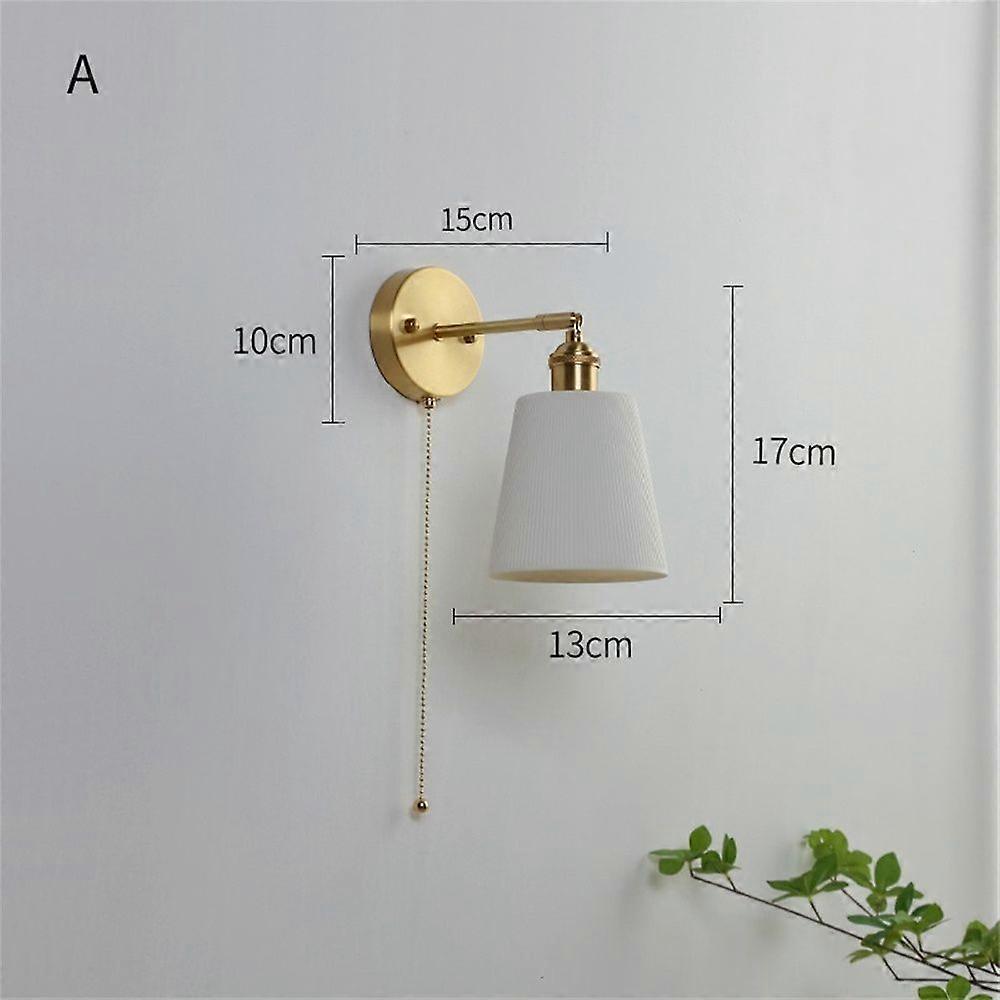 Japanese Ceramic Wall Light With Switch Nordic Brass Loft Led Sconce Home Decor For Bedroom Wall Lamp Fixture Indoor Luminaire