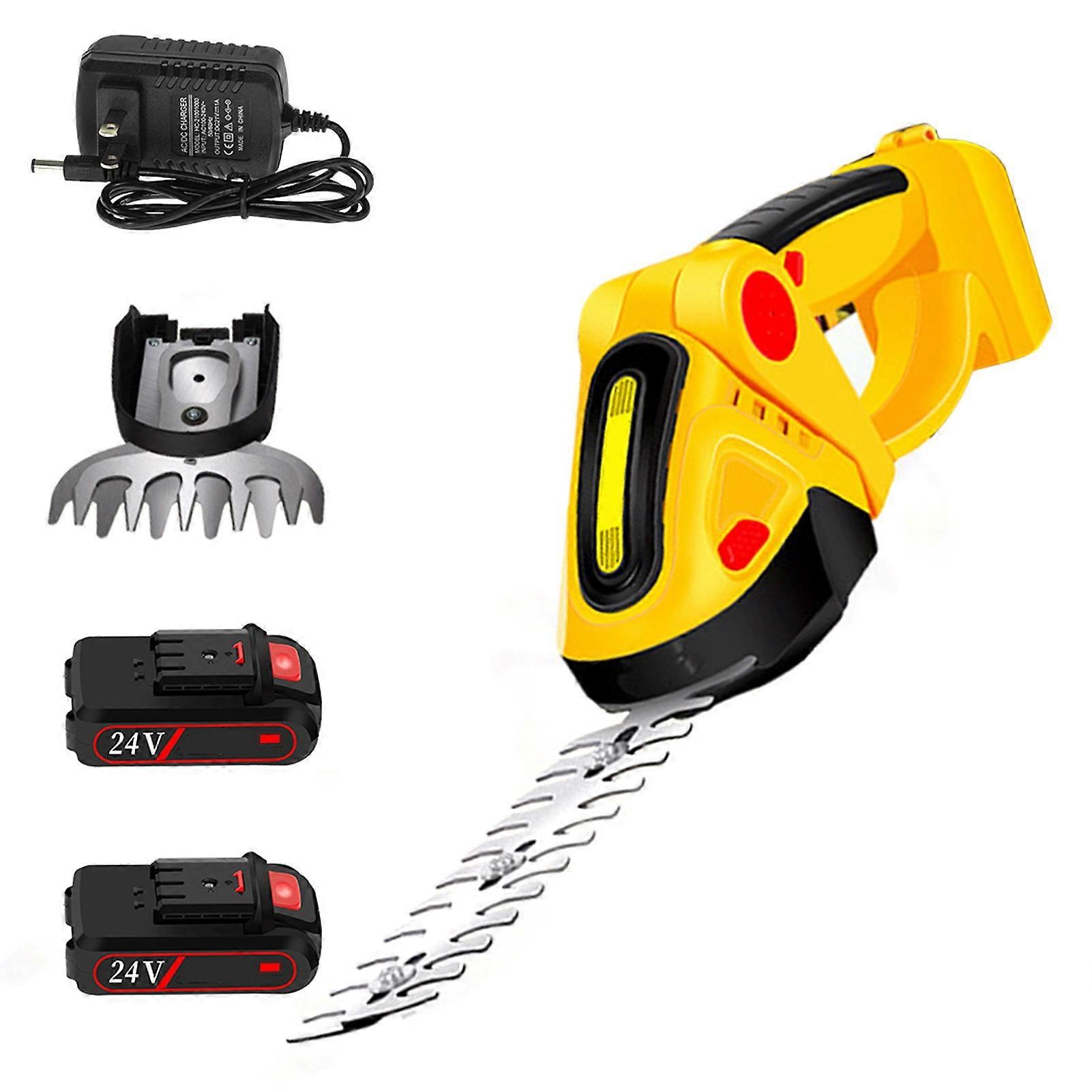 Cordless Trimmer 24V Electric Handheld Grass Cutter Hedge Shear with Rechargeable Batteries and Charger for Garden Lawn