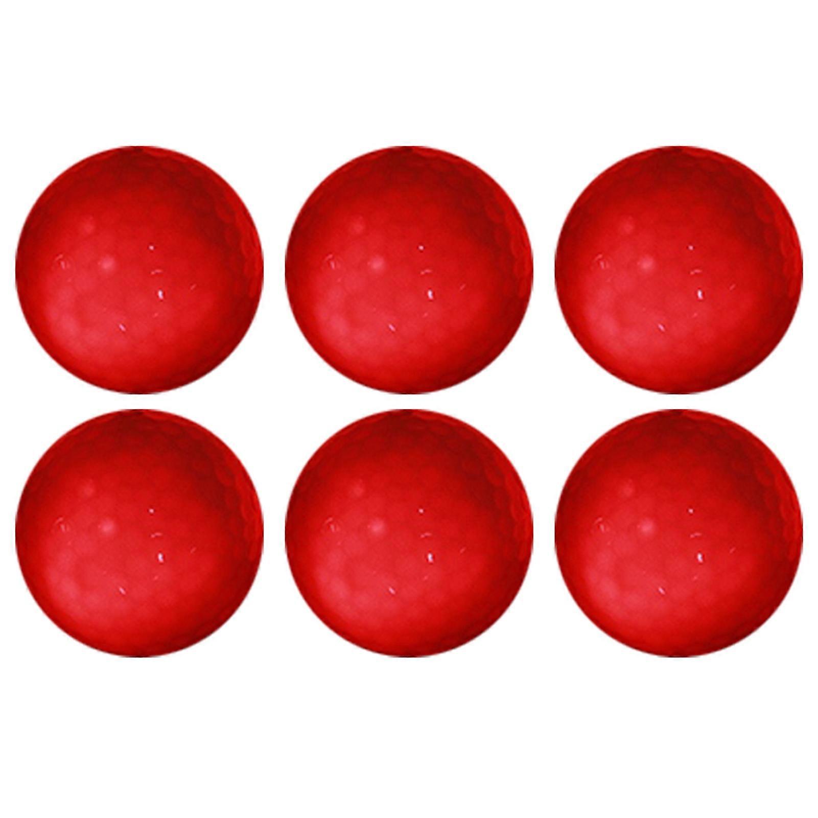 6PCS Synthetic Rubber LED Luminous Golf Ball Bright At for Night Daytime TrainingRed