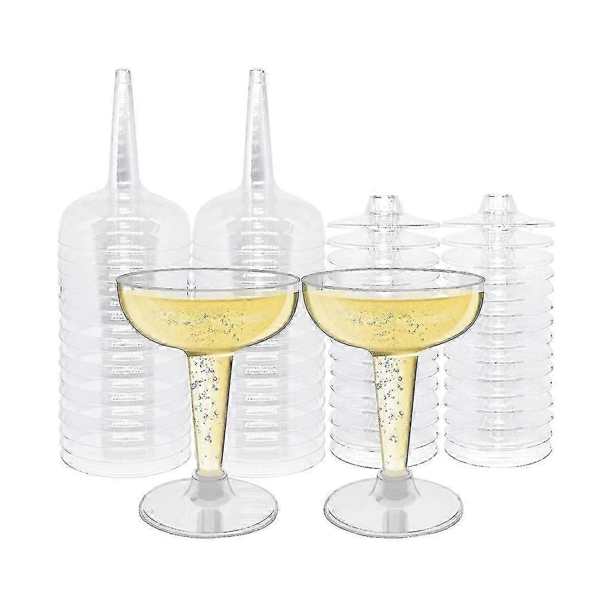 50 Pack Plastic Goblet, 4oz Stem Disposable Martini Glasses For Parties, Stackable Plastic Cocktail