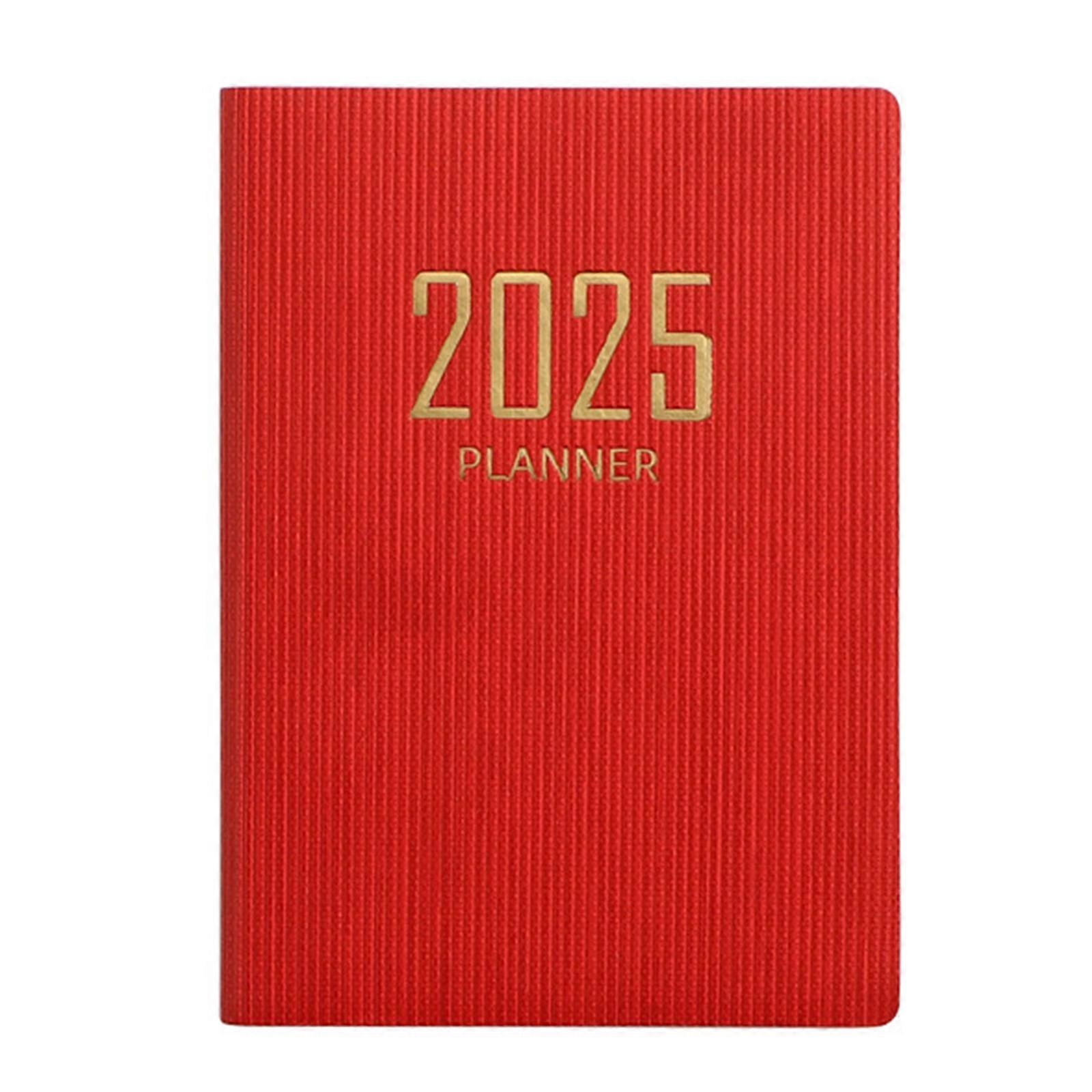 2025 Schedule Notebook A7 Weekly & Daily Planner Journaling Notebooks 365 Days Efficiency Notepad Diary Planner Red