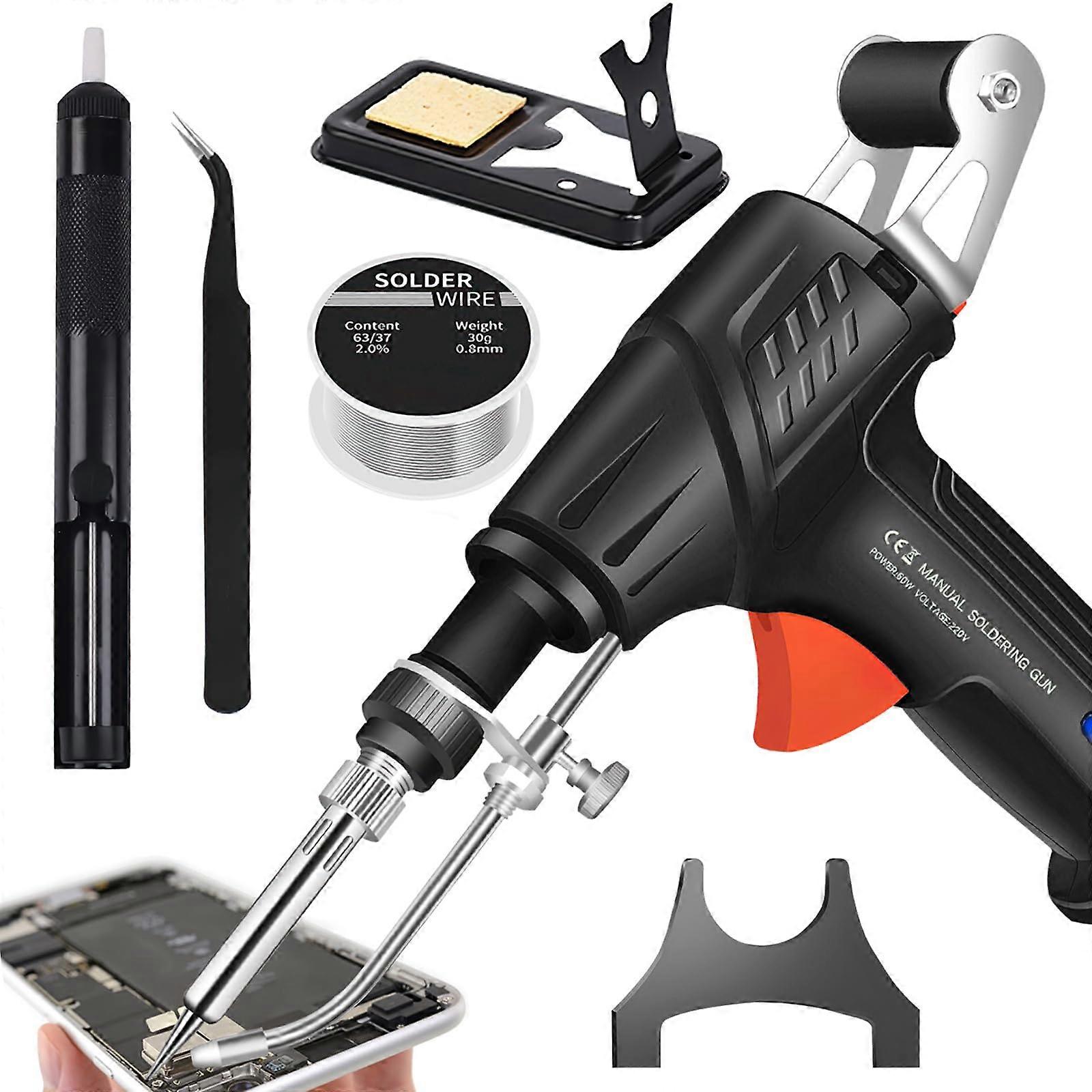 Internally Heated Industrial Laser Welding Tools 3-In-1 Soldering Iron And Gun Set, Portable Manual Soldering Gun, Black