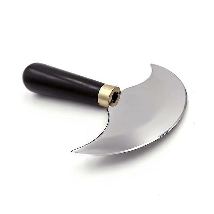 Round Leathercraft Knife Tool width 4.73' with Ebnoy Wooden Handle for Handmade Cutting and Skiving Leather (Large)