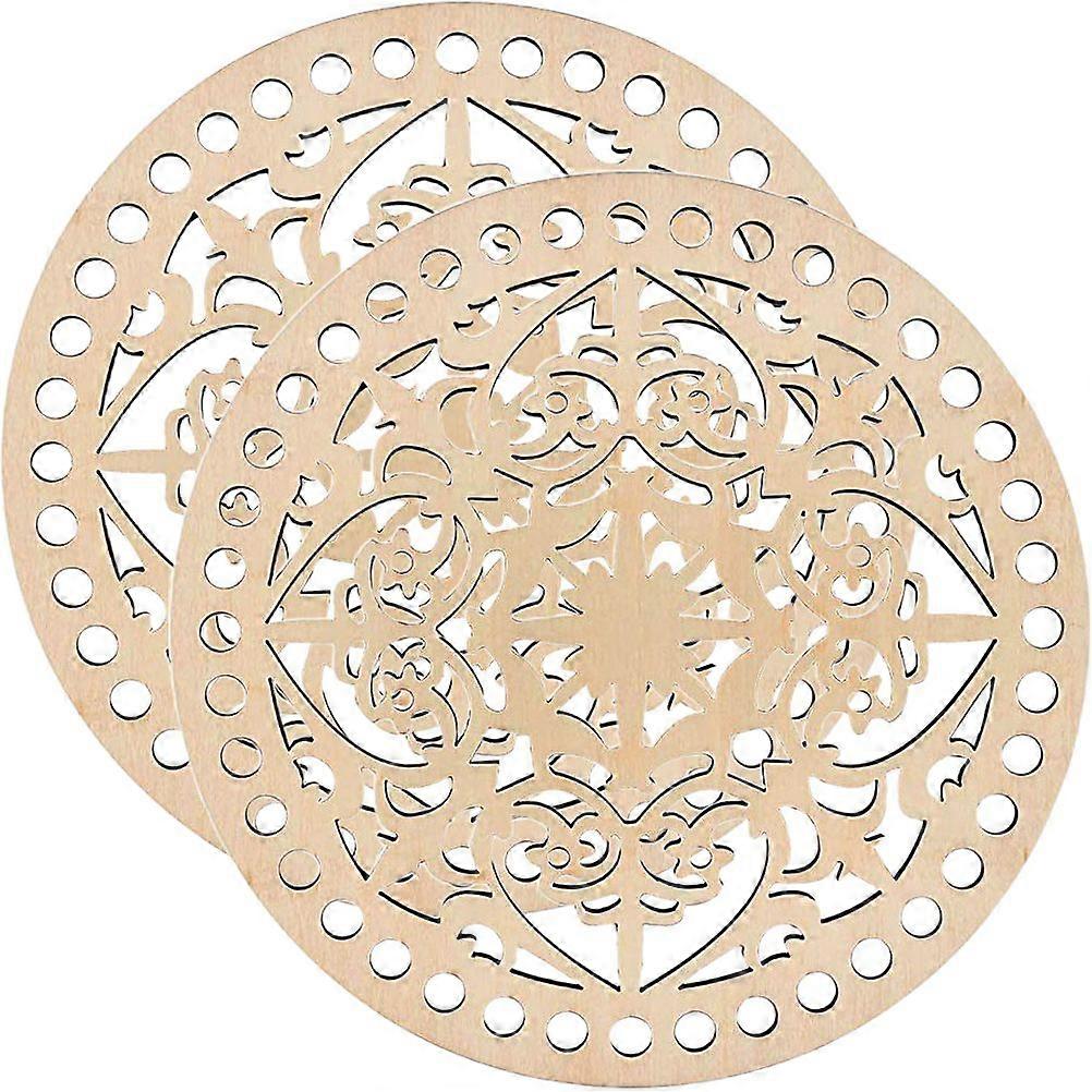 2pcs Hollow Crochet Basket DIY Base Basket Weaving Bottom Bag Wooden Knitting Base