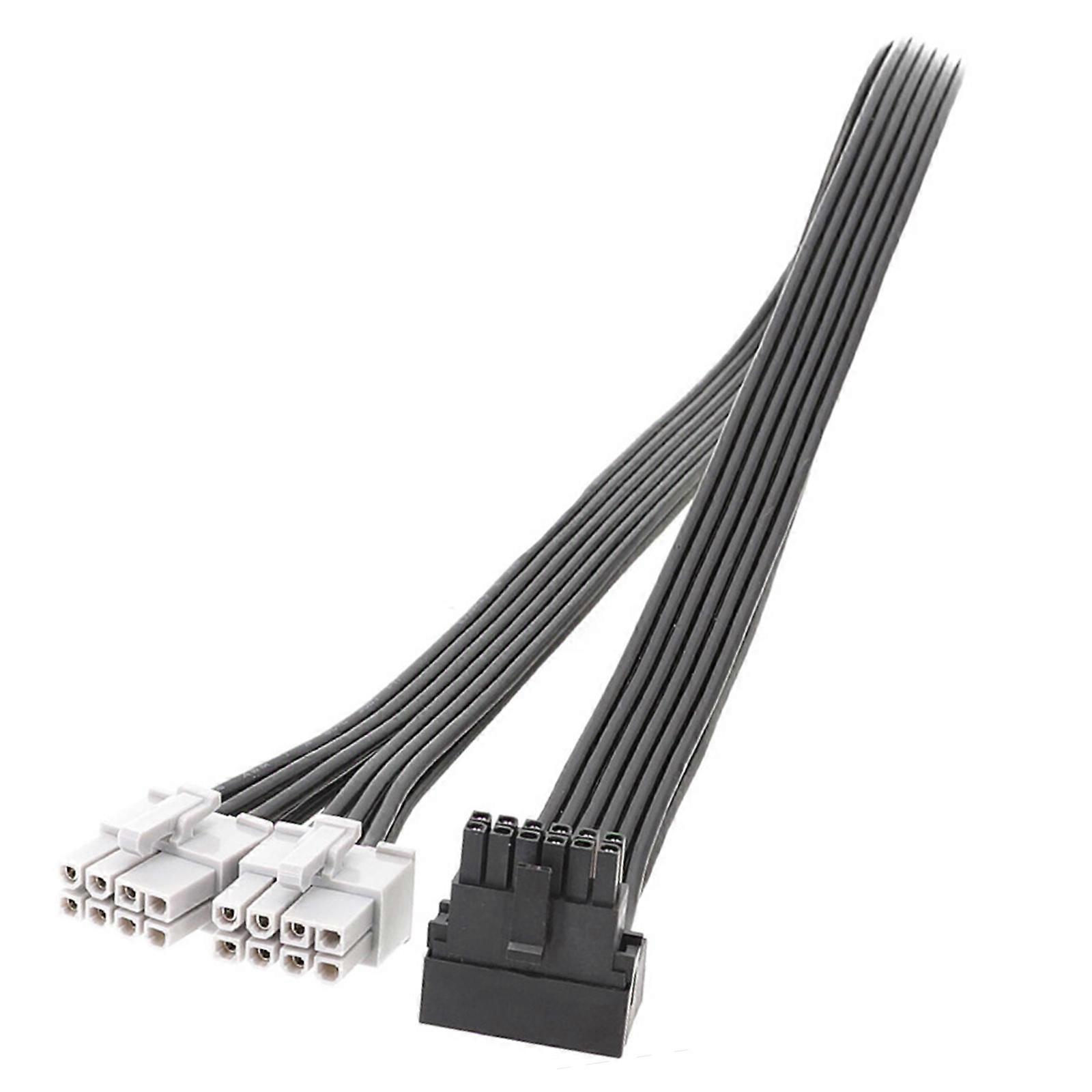 12VHPWR Power Modular Cable for Km3 Series Graphics Card Sata Module Cable Flat Cable 12Pin to Two 8Pin Gray Head