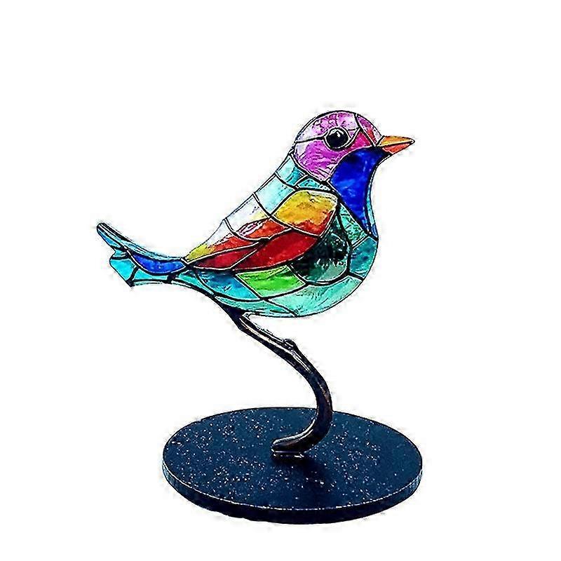 Stained Acrylic Birds on Branch Desktop Ornaments, Double Sided Multicolor Style Birds Craft Statue Desktop Ornaments 2025