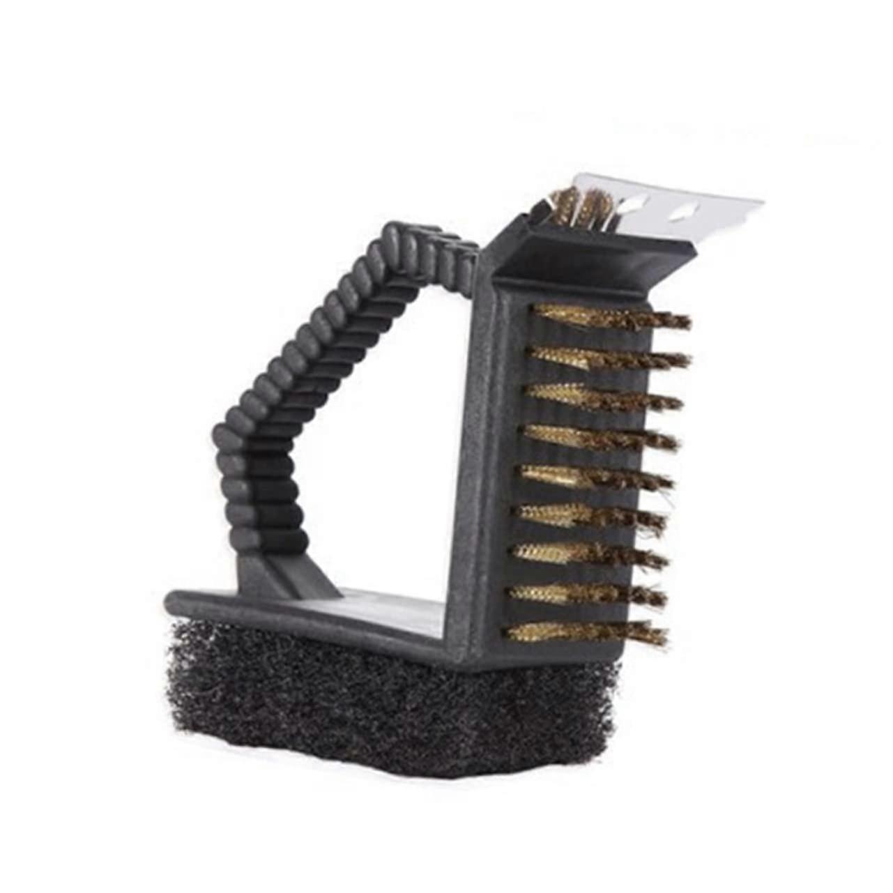 3-in-1 Grill Brush with Scraper, Heavy-Duty Grill Cleaner Tool for All Grills, Sturdy Bristles for Deep Cleaning