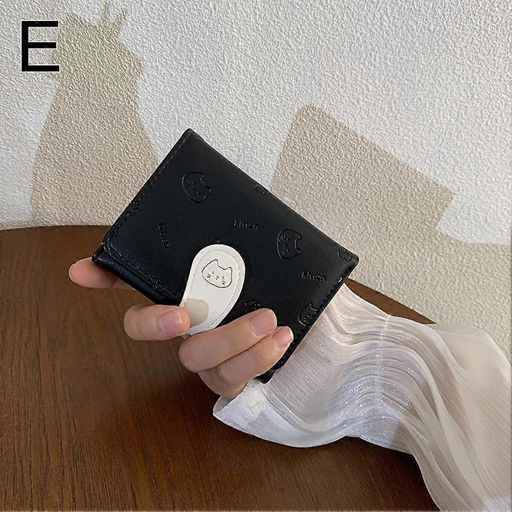 Basic 30% off - Black Cat (E)$Cat Tail Cute Ladies Card Holder Wallet High-end Fashion Buckle PU Short 30% off Coin Purse Wallet