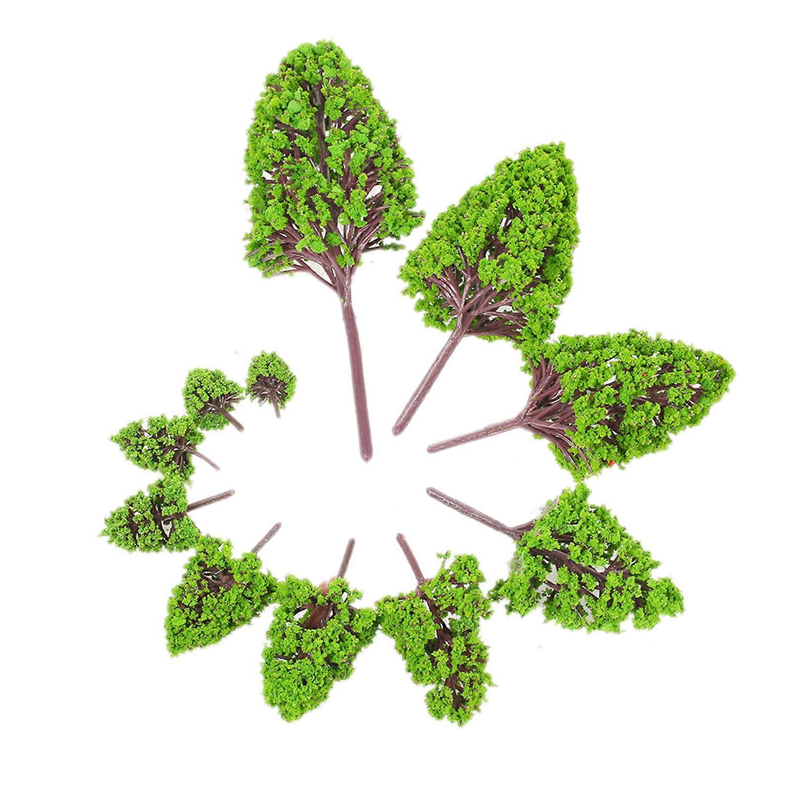 Miniature Model Trees Set 12PCS Mixed Sizes 1/50-1/500 Scale 16-2.5cm Height Plastic Tree Series for Micro Landscape Decoratio