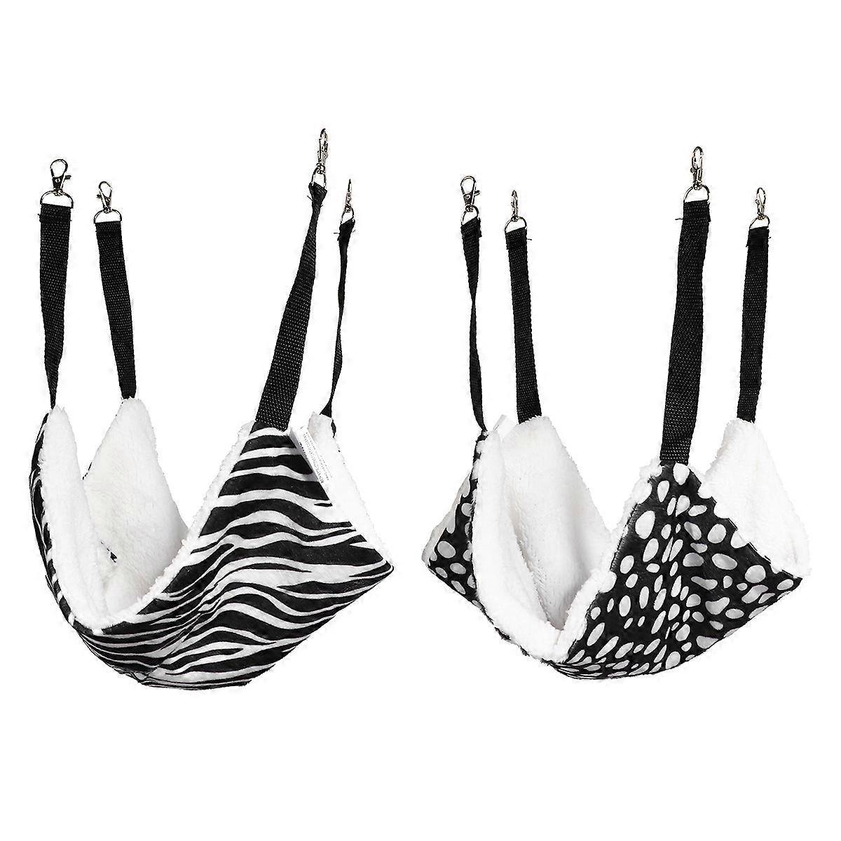 Breathable Double Sided Cat Hammock Durable Hanging Pet Bed for Cats & Dogs Dots & Zebra Print Cage Nest Compatible