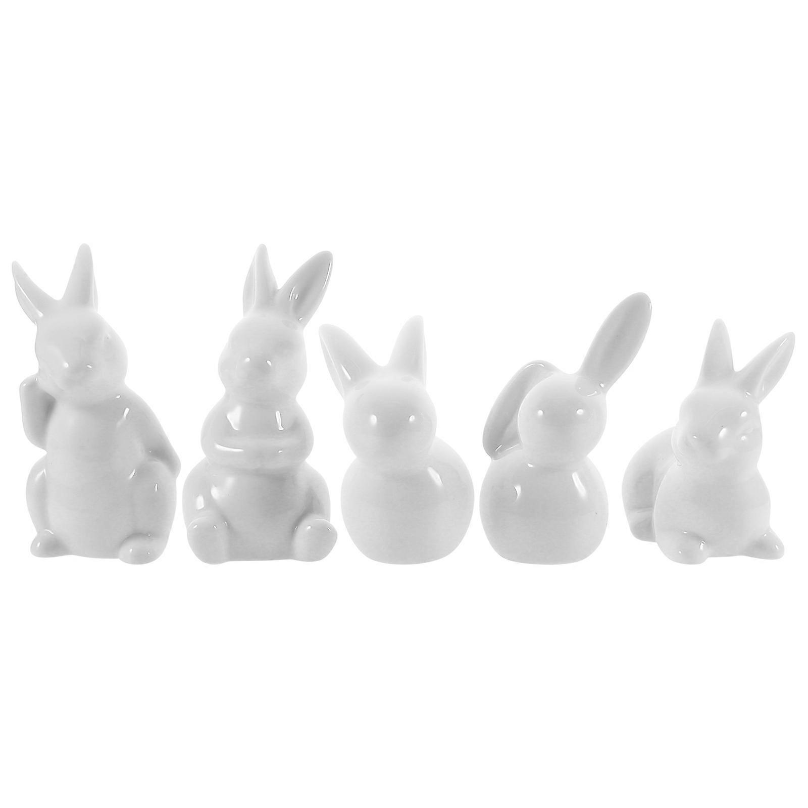 a refined and professional product description based on your input:

 

**5pcs Ceramic Bunny Figurines – Creative Rabbit Ornaments for Desktop Decor