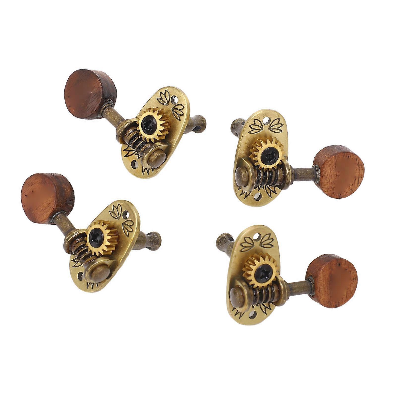 4 Pcs Ukulele Tuning Peg 2R 2L Metal Rosewood Elegant Exquisite Machine Head Tuner for 4 String Instruments 