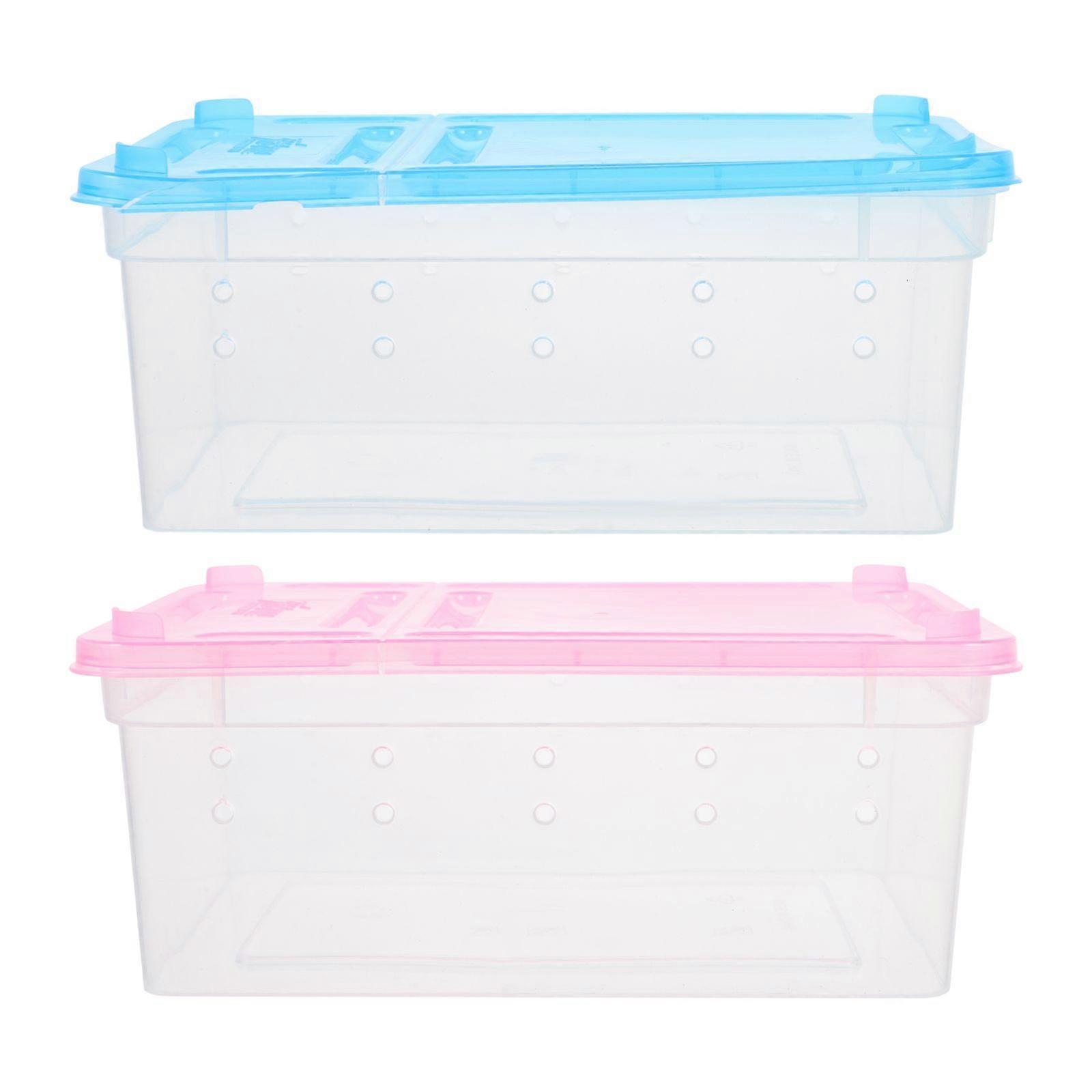 2pcs Silkworm Baby Feeding Boxes Tortoise Gecko Reptile Breeding Boxes