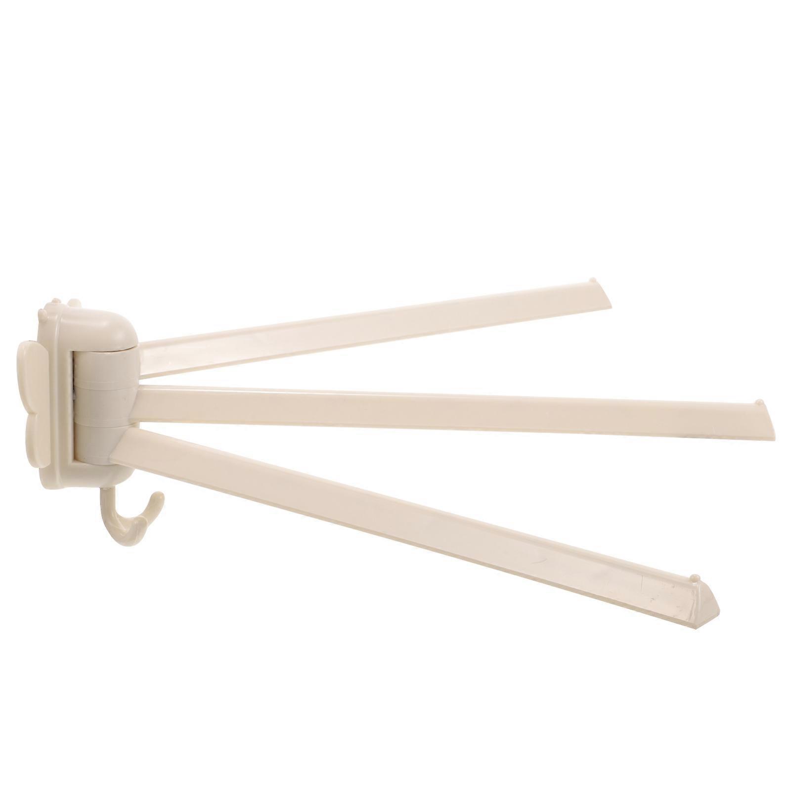 Wall Mounted Rotatable Towel Holder with Bars, Durable ABS PVC, Suction Cup Installation, White Finish, Space Saving for Bathroom Door or Home Use