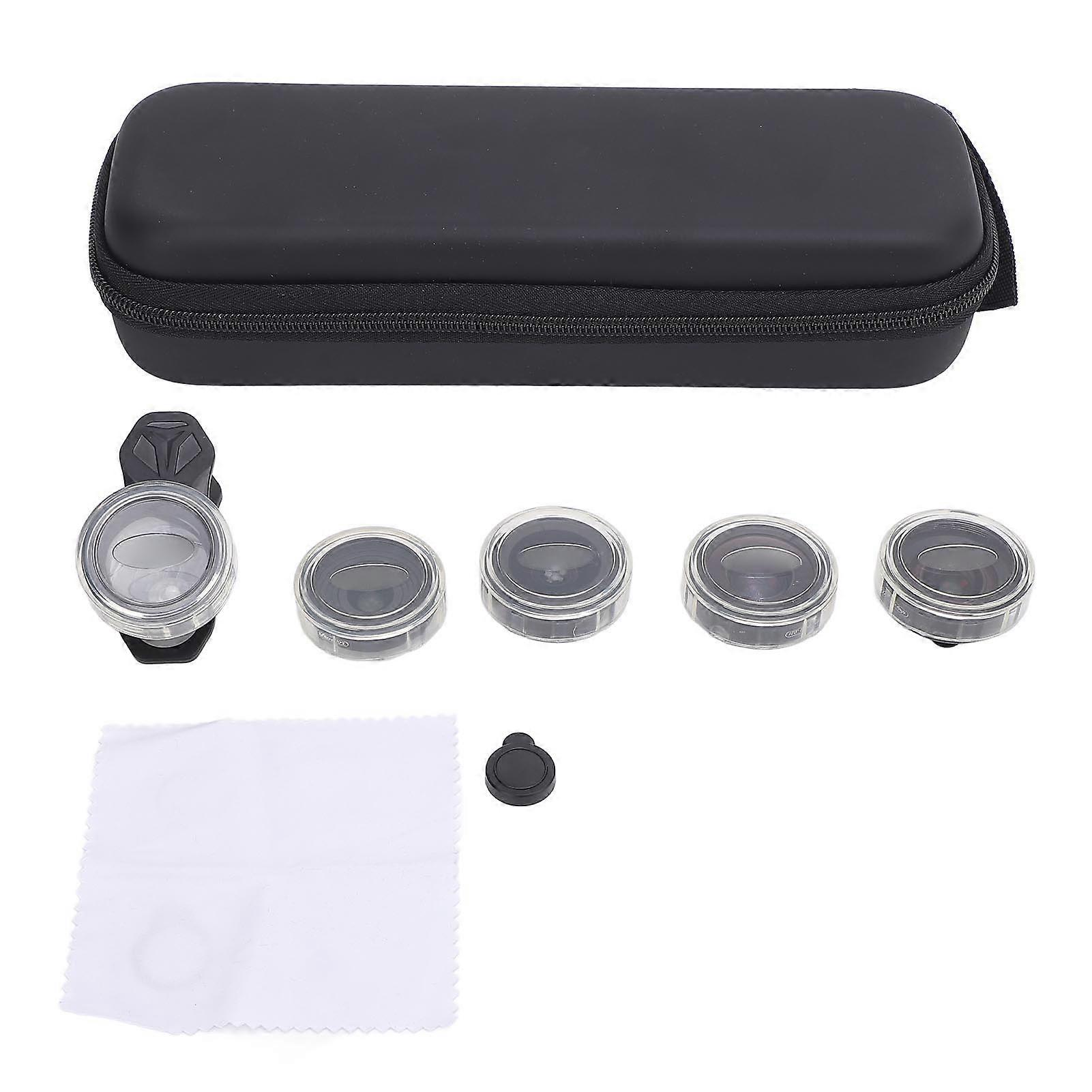 5-in-1 Phone Camera Lens Set - 10x Macro, 2x Telephoto, 110°/170° Wide, 195° Fisheye
