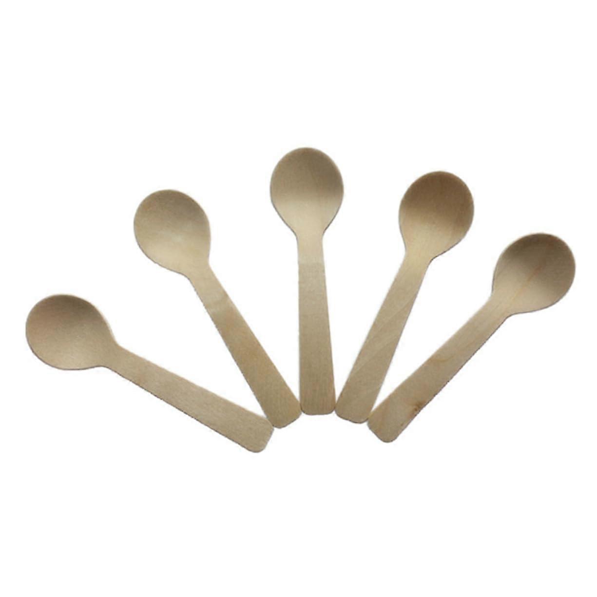Pack of 100 Unique Wooden Spoons for Ice Cream, Coffee, Biscuits, Cheese - High-Quality Stihl Kitchen Utensils