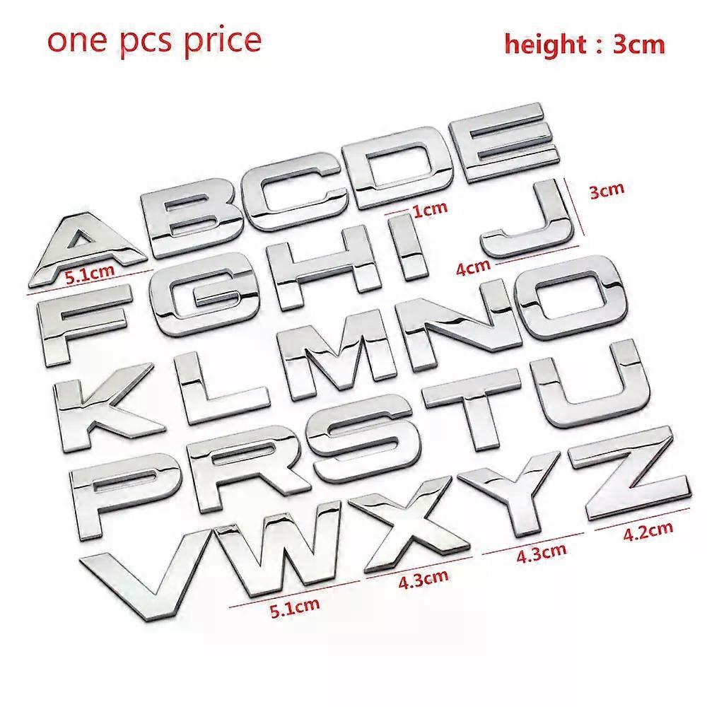 Royal Stance 1Pcs 3D Metal DIY Letters Alphabet Emblem Numbers Chrome Car Sticker Digital Badge Accessories Motorcycle