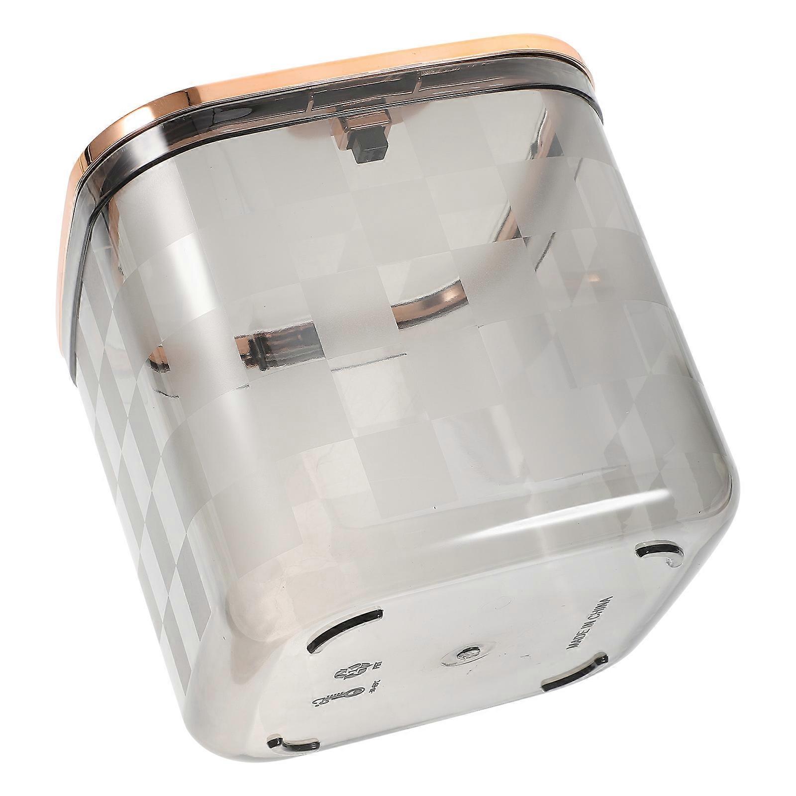 Desk Garbage Can Makeup Table Small Trash Bin Rounded Corner Convenient Opening Grey 15X15X13.5CM 1Pack