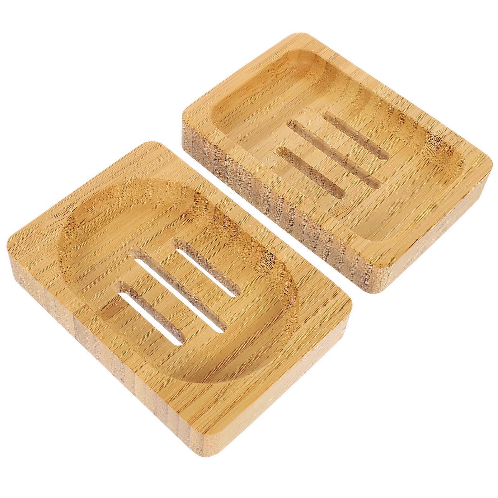 Here's a refined and professional product description for the item you mentioned:
**2PCS Bamboo Soap Dish with Manual Drain – Creative Water