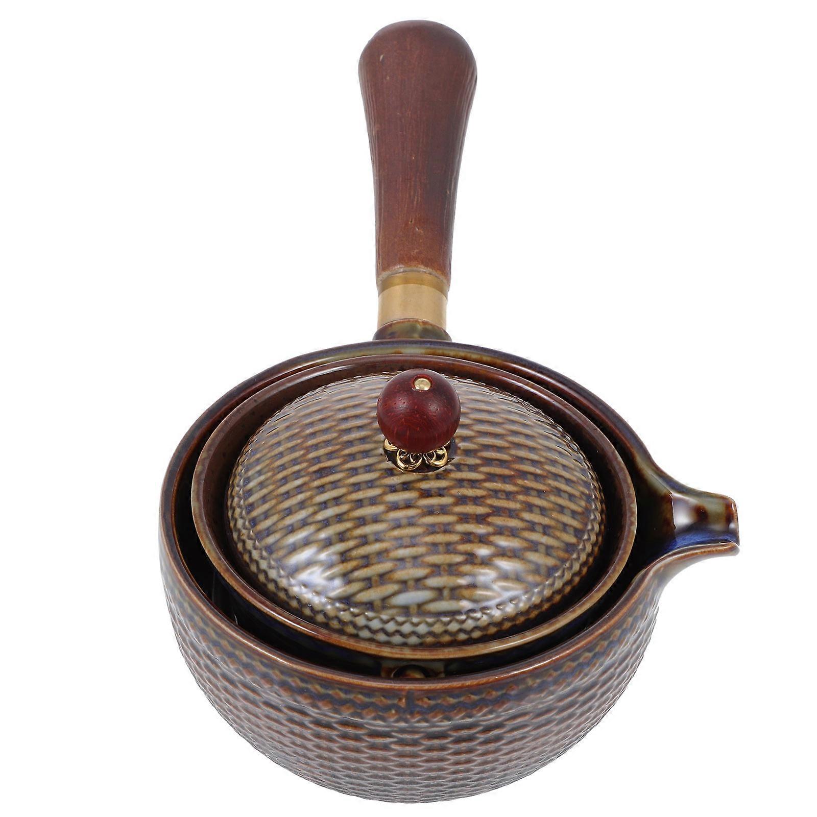 Heat Resistant Teapot With Infuser Household Teapot Brown 9X9X5CM Easy to Clean 1Set