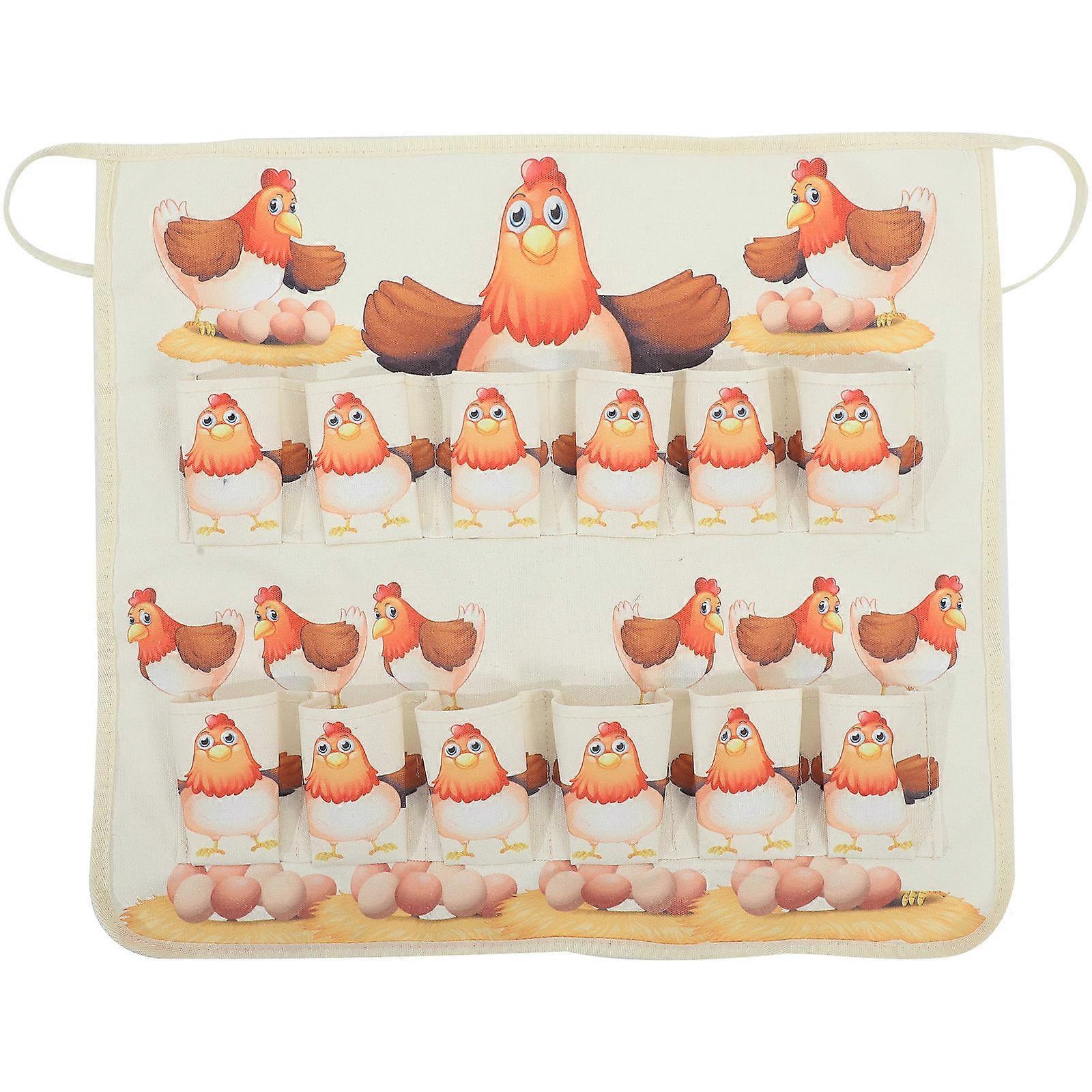 Multi Pocket Egg Holder Apron for Chicken & Hen Egg Collecting – Farmhouse & Kitchen Use – Red Linen – Convenient Pocket Hands Design