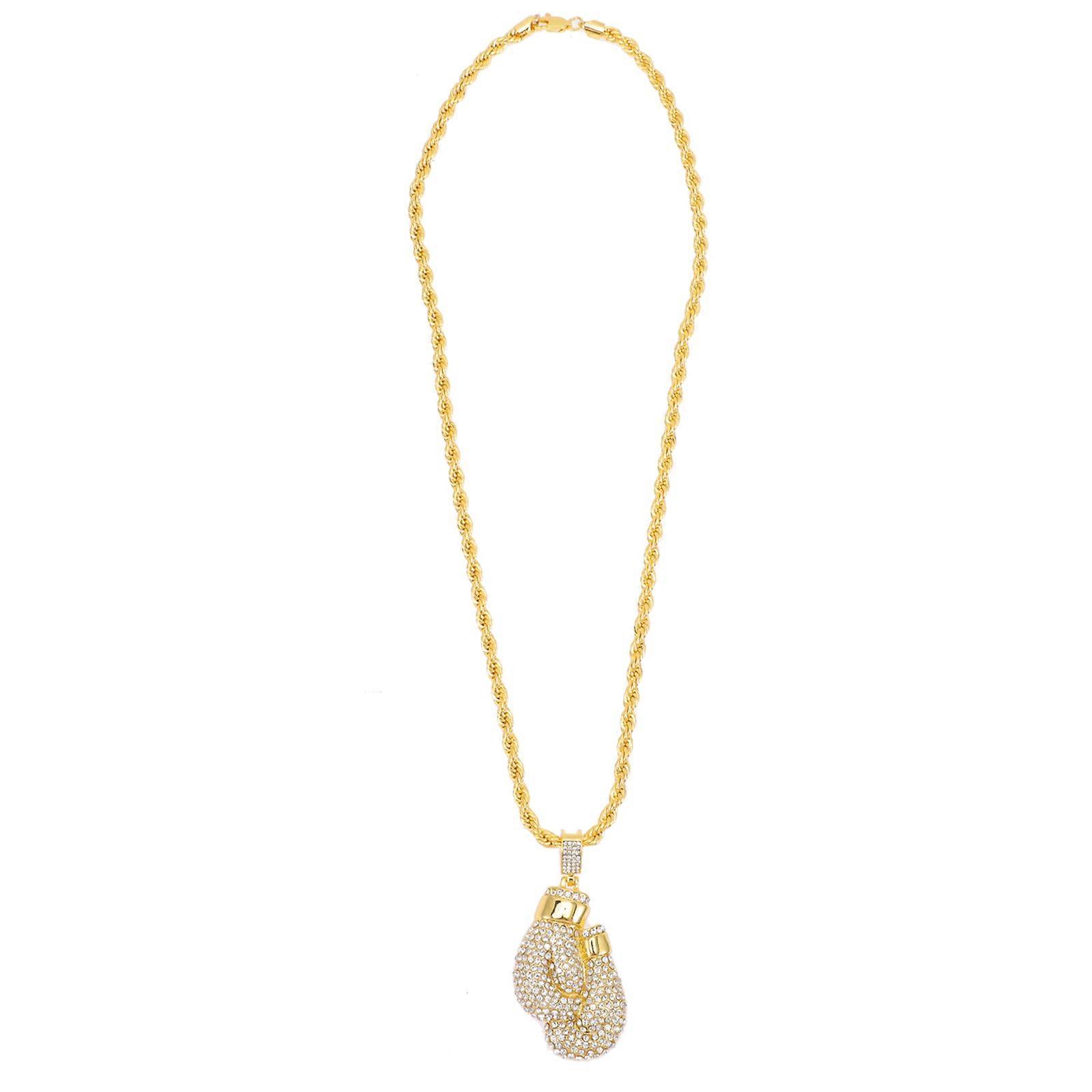 Collier pendentif gants de boxe en or pour hommes - Bijoux hip hop élégants avec strass, accessoire de mode durable pour n’importe quelle tenue