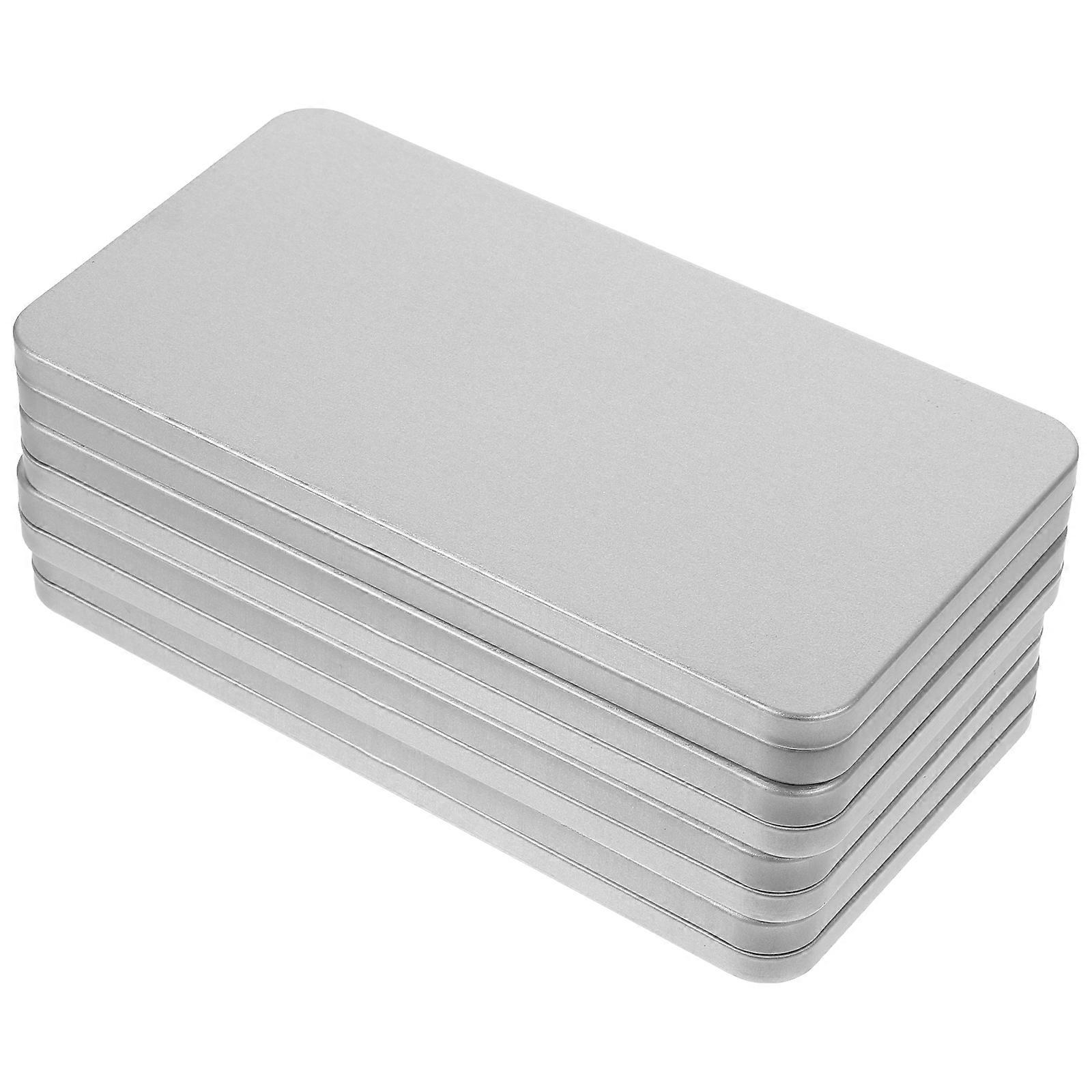 Organizer Box Tinplate Container General Users Silver 17X9CM Rectangular Storage 4Pcs