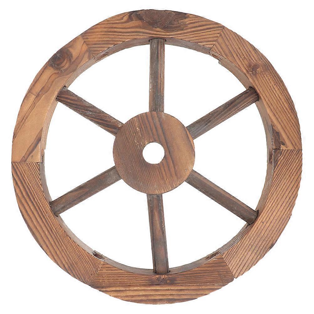 Wood Wagon Wall Decor Circular Shape Rustic Style for Office Space 1Set