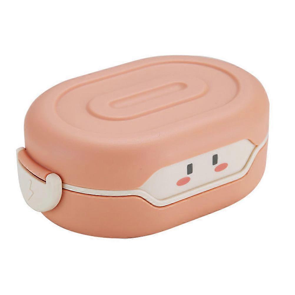 Divided Lunch Container Adorable Pink 18.3X12.2X6.9CM Microwave Safe 1Pack