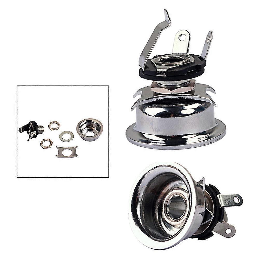 Guitar Connector Jack Socket Guitar Parts For Musicians Instrument Repairers Silver 6.35mm Output Jack 1Set