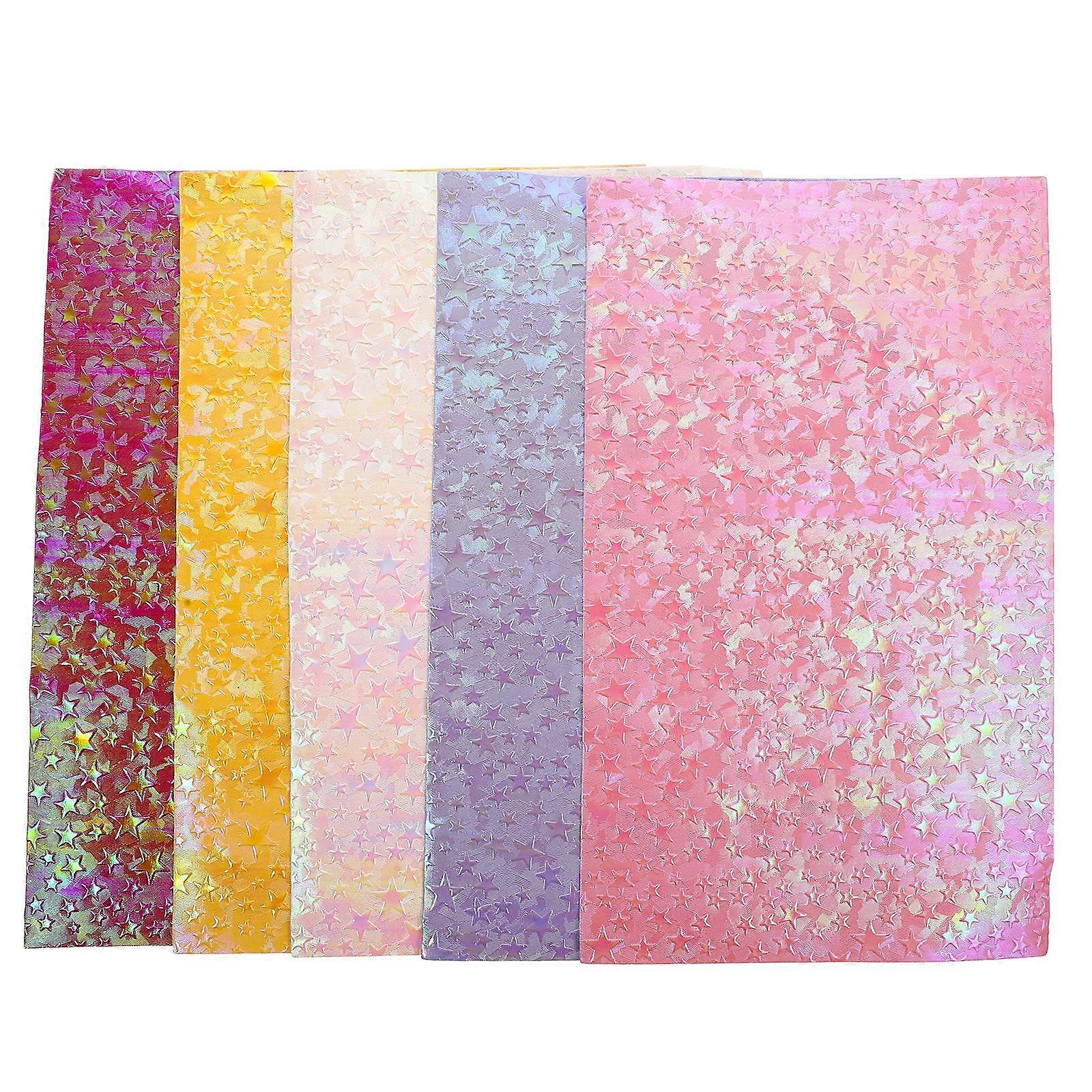 Creative Journaling Supply Leather Sheets Holiday Decorations Star Pattern Assorted Color 33.00X20.00X0.10cm 5Pack