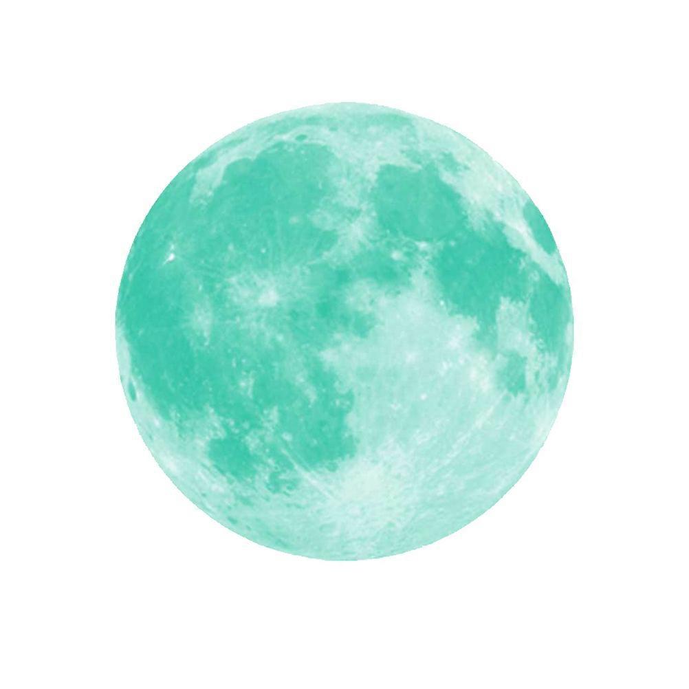 Glow In The Dark Wall Stickers Moon Shape Decorative Sticker For Kids Room 30cm Round Cyan Blue